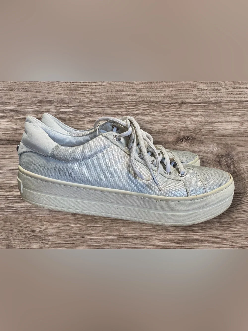 J slides West Platform Sneaker Silver SZ 8.5